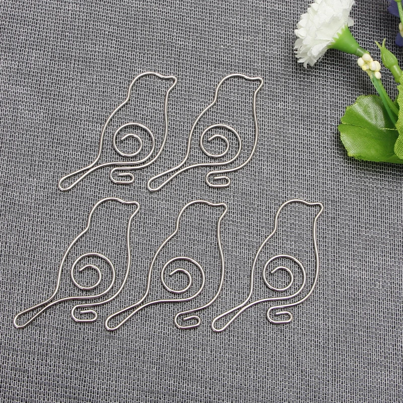

5Pcs paper clip Cute Bird Metal Paper Clips Pin Book Bookmark Memo Clip Office School Stationery New Fashion Design