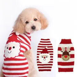 Санта лицо Дизайн собака свитер Зима Теплая Олень Вязанная одежда для собак Щенок Xmas пальто Одежда Рождественские свитера