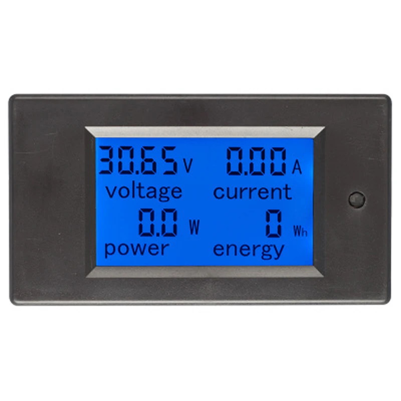 Синий ЖК-дисплей дисплеем Постоянного тока 6,5-100 V, 20A напряжения, амперметр переменного тока, мощность, энергия комбинированный счетчик электроэнергии постоянного тока V, A/желтые/белые Светоотражающие лампы Wh метр