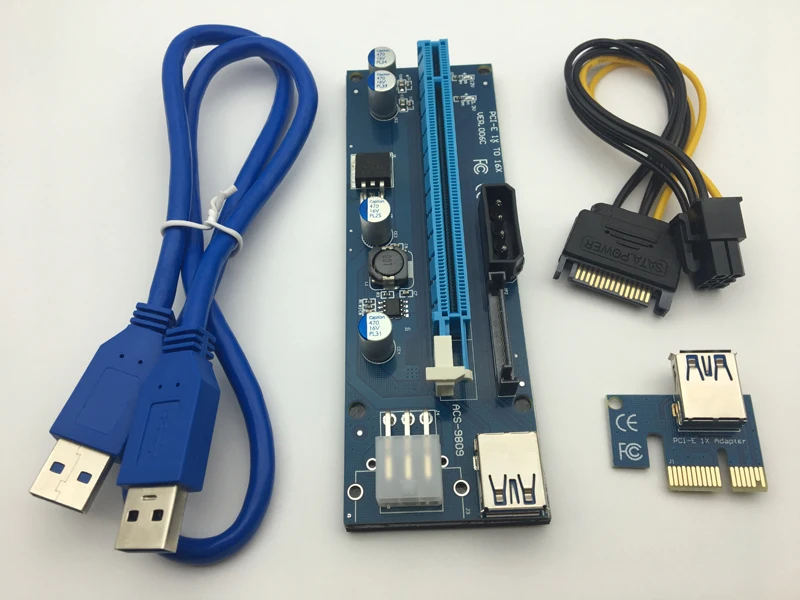 60 см PCI-E Express Riser Card 1X до 16X удлинитель со светодиодной подсветкой USB 3,0 SATA до 6Pin мощность для BTC Bitcoin Mining Antminer Miner