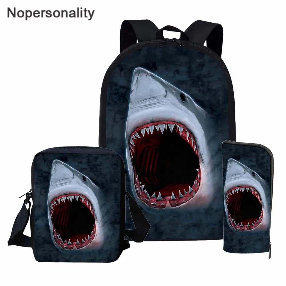 

Nopersonality Cool Book Bag Cartoon Shark Backpack Black School Bag Primary School Backpacks Teenager Boys Rucksack Male Bagpack