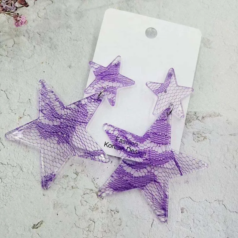 

Night Club Fashion Jewelry Transparent Acrylic Big Star Pendant Earrings