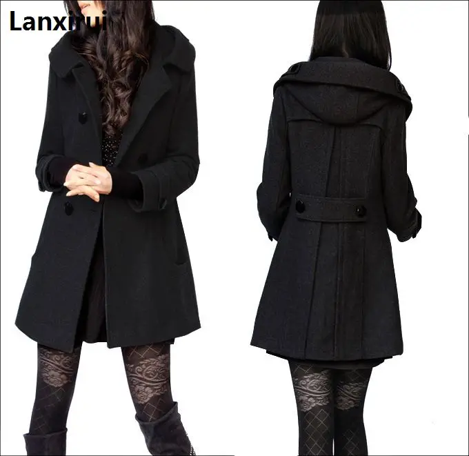 New Winter Fur Collar Woolen Coat Wool Windbreaker Women Cashmere Coat Winter Jacket Women Female Plus