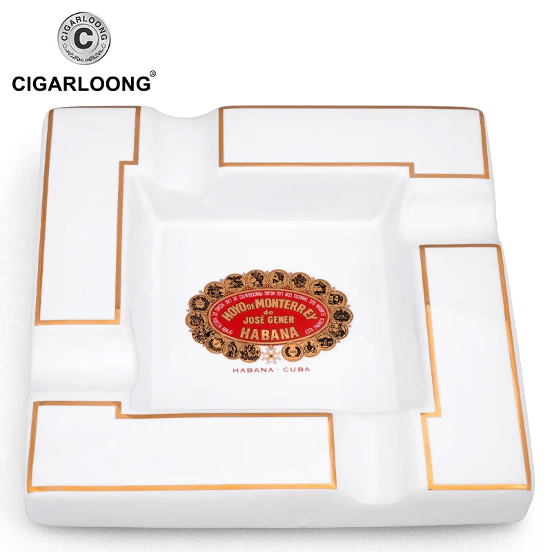 Белый CIGARLOONG Cigar Ashtray Large Ceramic Ashtray Living Room Creative Personality 4 Slot Ashtray Holder CLG-0394 - Цвет: Белый