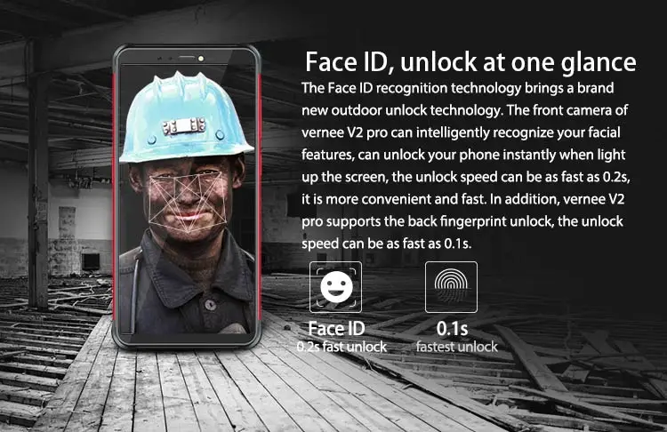 VERNEE V2 PRO 6GB RAM 64GB Helio P23 MTK6763 2.0GHz Octa Core 5.99 Inch IPS Corning Gorilla Glass FHD+ Full Screen Quad Camera IP68 Waterproof Android 8.1 4G LTE Smartphone
