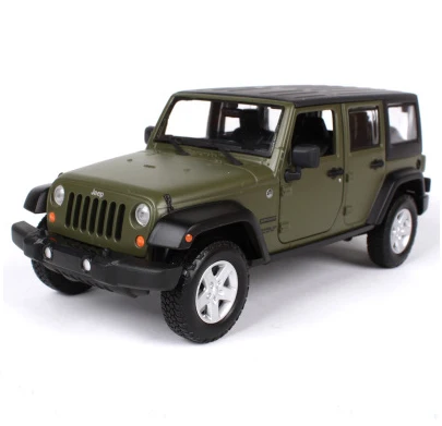 Maisto 1:24 Jeep Wrangler Jeep беговые автомобилей SUV литая модель модели автомобиля игрушки для детей Подарки в коробке - Цвет: Зеленый