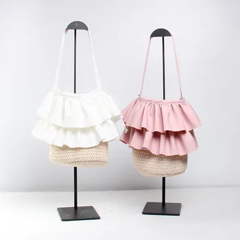 

2020 Skirt Designer Straw Beach Bag Large Capacity Bucket Woven Bags Drawstring Tote Handbags Purses Women Shoulder Bags Bolsa