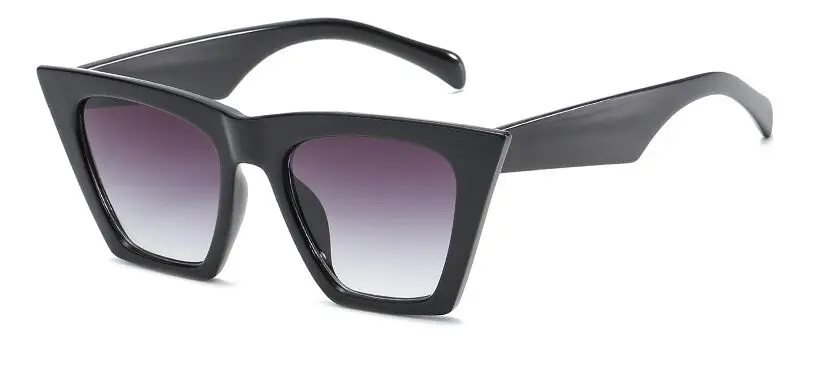 Новейшие модные квадратные солнцезащитные очки для женщин Кошачий глаз Роскошные брендовые большие черные солнцезащитные очки зеркальные очки lunette femme Oculos 1054R - Цвет линз: Black Double Grey