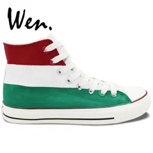 Вэнь ручная роспись обувь дизайн пользовательский флаг, флаг, унисекс высокие парусиновые кроссовки на платформе тренировочные кроссовки на шнуровке плимсоллы
