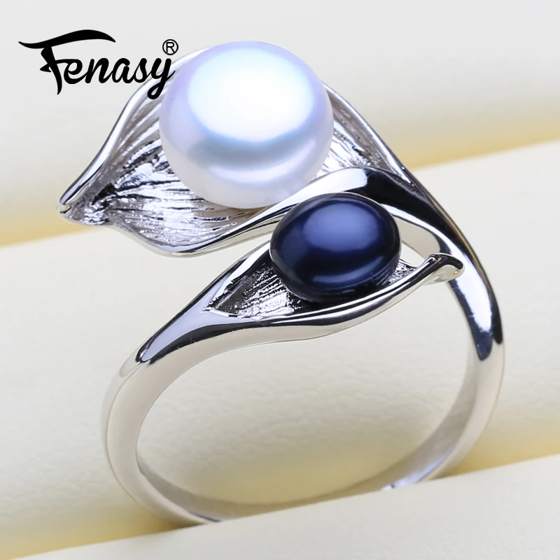 FENASY кольца из натурального жемчуга новые модные 925 пробы серебряные богемные вечерние кольца с листьями для женщин обручальное кольцо