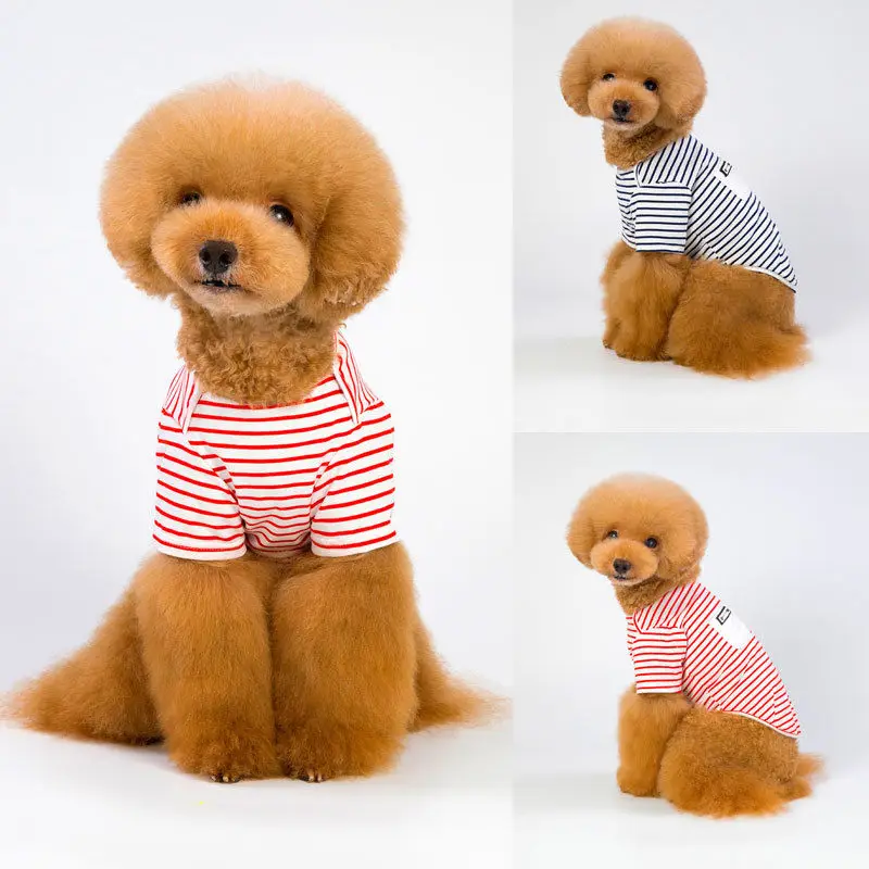

Cute Pet Dog Clothes Lovely Striped Cotton Puppy Cat Coats Autumn Spring Summer Pet Clothing Suits