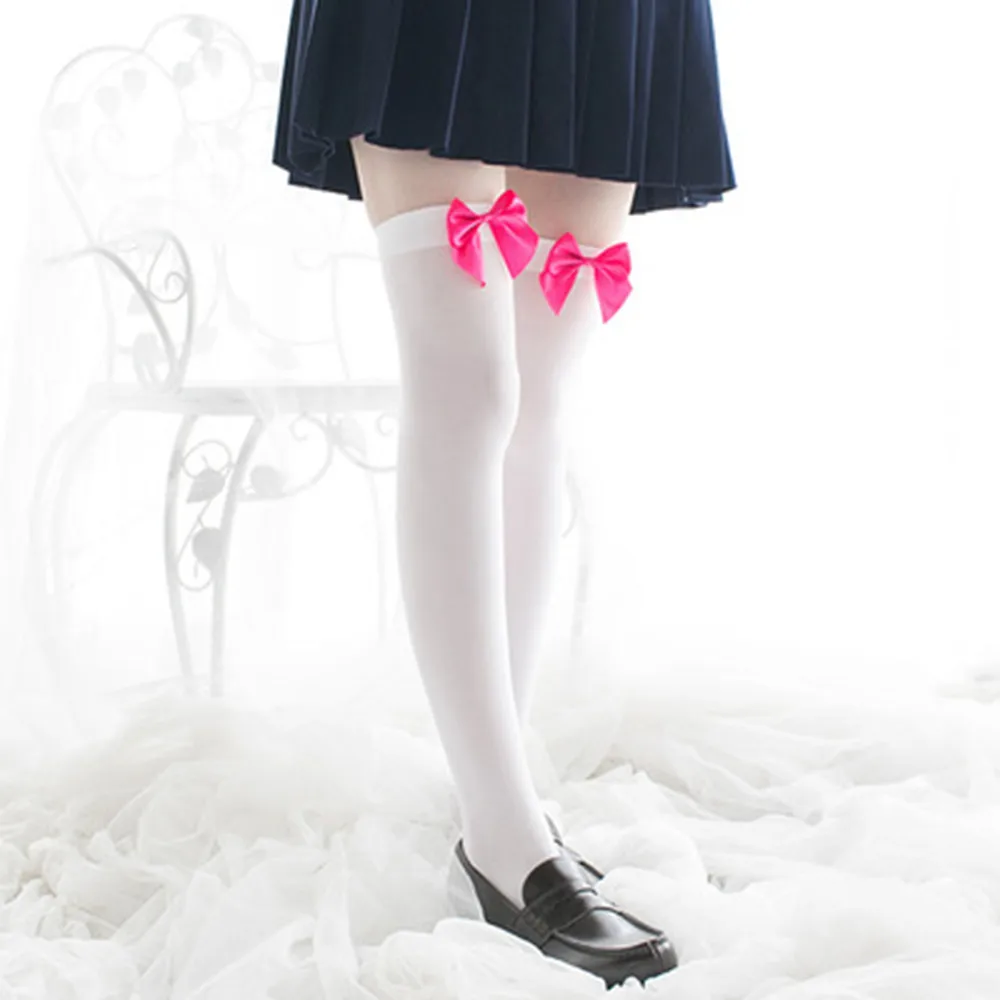 Knee High Socks High Quality Socks Women Long Acrylic Velvet Lady White Bow Sexy Knee Sexy Socks W411