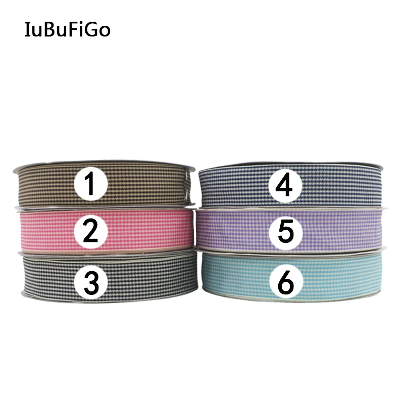 [IuBuFiGo] 10 ярдов 1 &quot(25 мм) лента в мелкую ломаную клетку DIY Ручная работа клетчатая