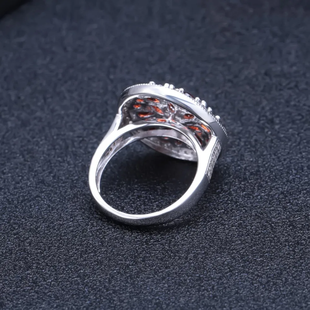 GEM'S BALLET 3.88Ct круглый натуральный красный гранат драгоценный камень кольцо 925 пробы серебряные классические коктейльные кольца для женщин хорошее ювелирное изделие
