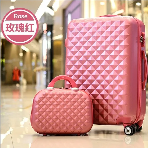 rose red Travel tale 2" 24" 28 дюймов АБС Спиннер с твердыми стенками путешествия чемодан прокатки Чемодан набор с колесами - Цвет: rose red
