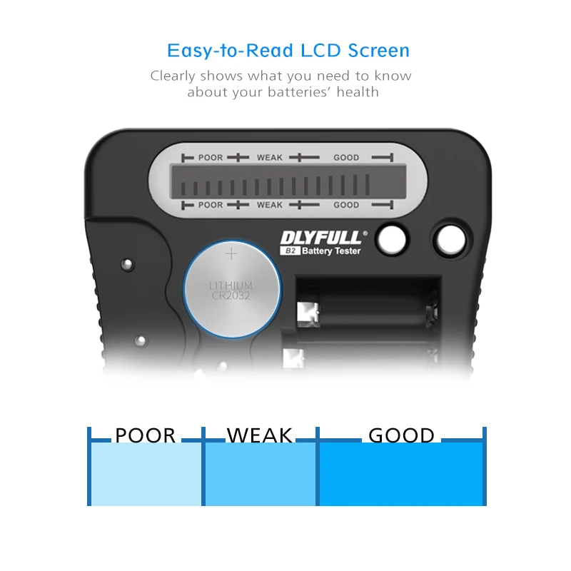 DLYFULL B2 тестер для проверки батареи с ЖК-дисплеем для AA/AAA C D 9 В CR123A CR2 CRV3 2CR5 CRP2 1,5 в кнопочные батареи