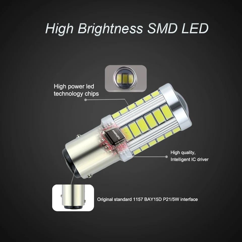 ANMINGPU 1x сигнальная лампа P21/5W 1157 Светодиодная 33 светодиода 5730 SMD Bay15d светодиодная CAN