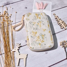 

Japnese Floral Flat Pencil Bag Big Size Zipper Hand Made Stationery Gift