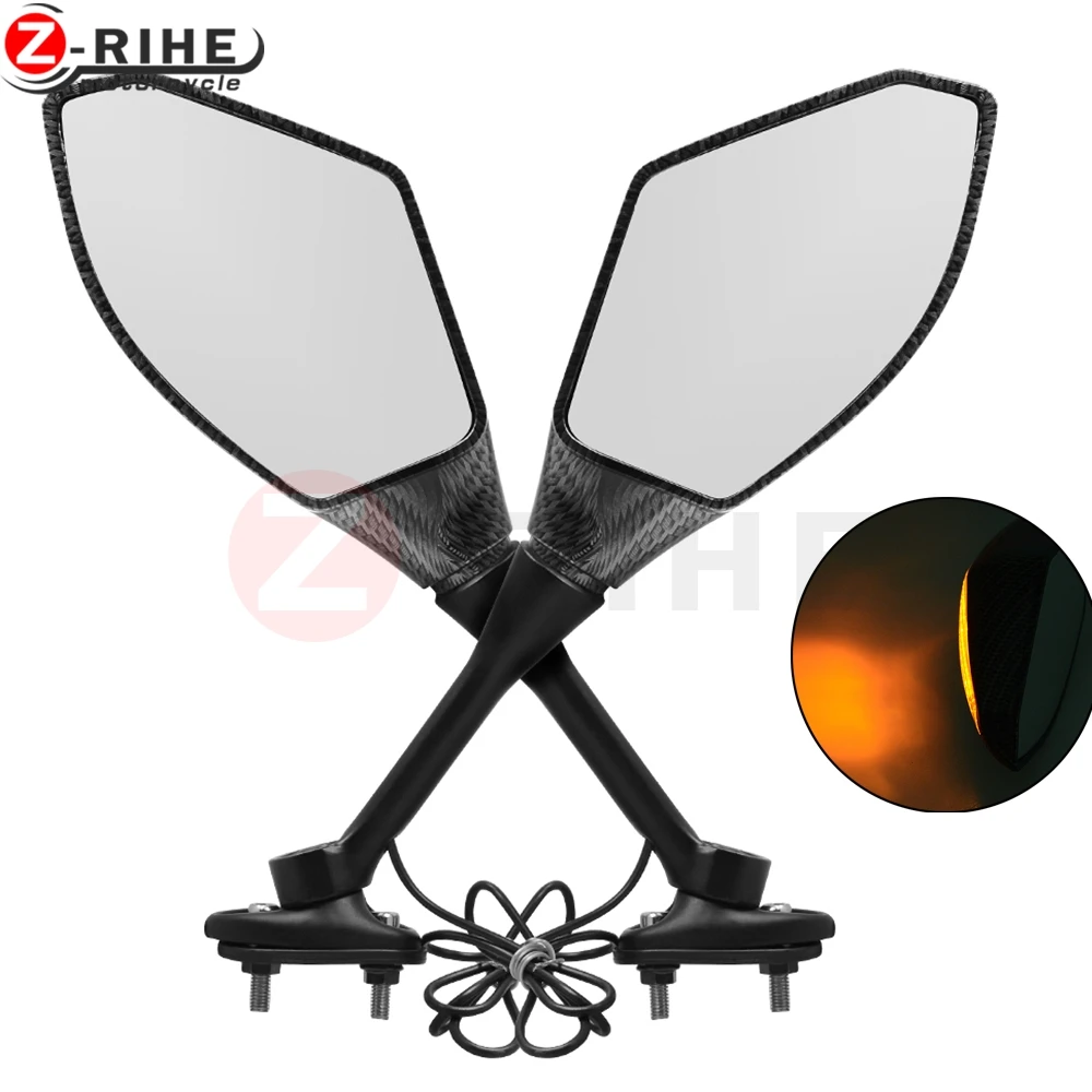 Motorcycle Rear Mirrors LED Turn Signal Light Integrated Side Rearview Mirror For Yamaha YZF 600 YZF R6 FZ1 FAZER FZR600