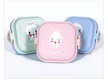 

1PC Portable Cartoon Lunch Box Fod Kids Double Layer Food Fruit Container Storage Box Picnic Plastic Bento Box Children OK 0345