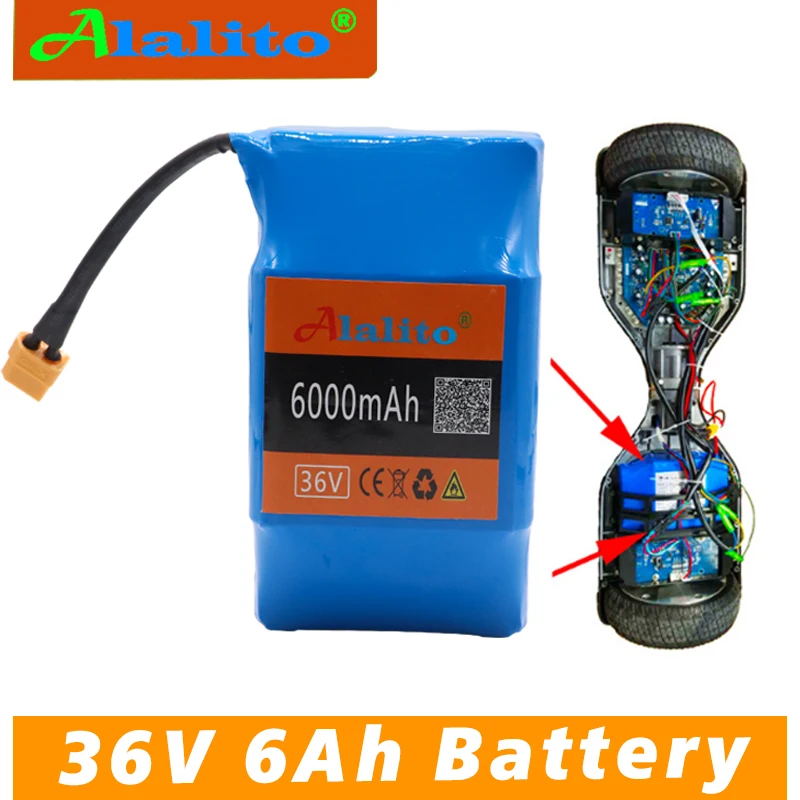 

ALalito high quality 6AH balance scooter battery pack 36V 6000mAh high drainage 2 wheel electric scooter balance battery
