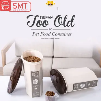 

SMARTPET 3-5KG Sealed Cat Food Barrel Pet Dry Food Container Anti-oxidation Dog Food Storage Bucket Roller with Spoon