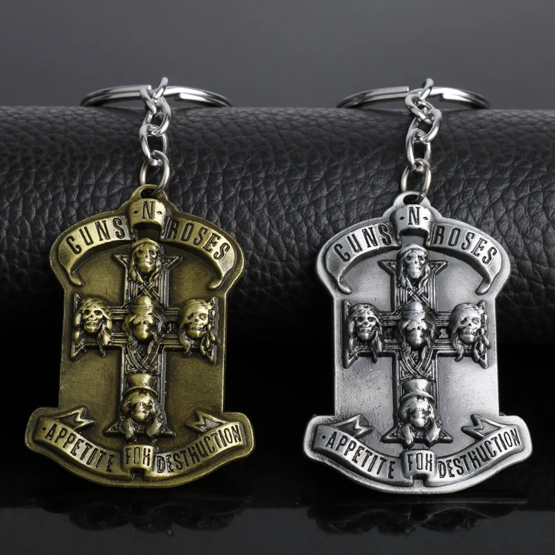dongsheng Guns N' Roses Keychain Music Band Key Rings Metal Keyrings For Gift Chaveiro Car