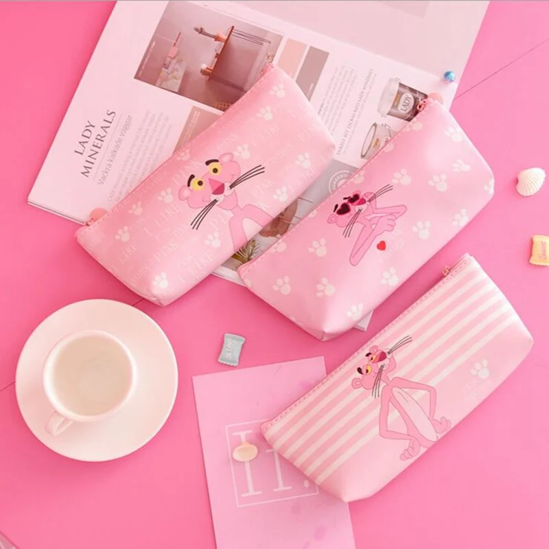 Cartoon Cute Pink Panther Cosmetic Bag Large Capacity PU Women Makeup Bag Portable Storage Toiletry Multifunction Wash Kit Cartoon Cute Pink Panther Cosmetic Bag Large Capacity PU Women Makeup Bag Portable Storage Toiletry Multifunction Wash Kit
