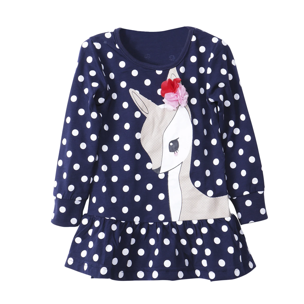 

Cute Deer Polka Dots Girls T shirt 2018 New Christmas Children Kids Clothing Long Sleeve Cotton Tops T-Shirt