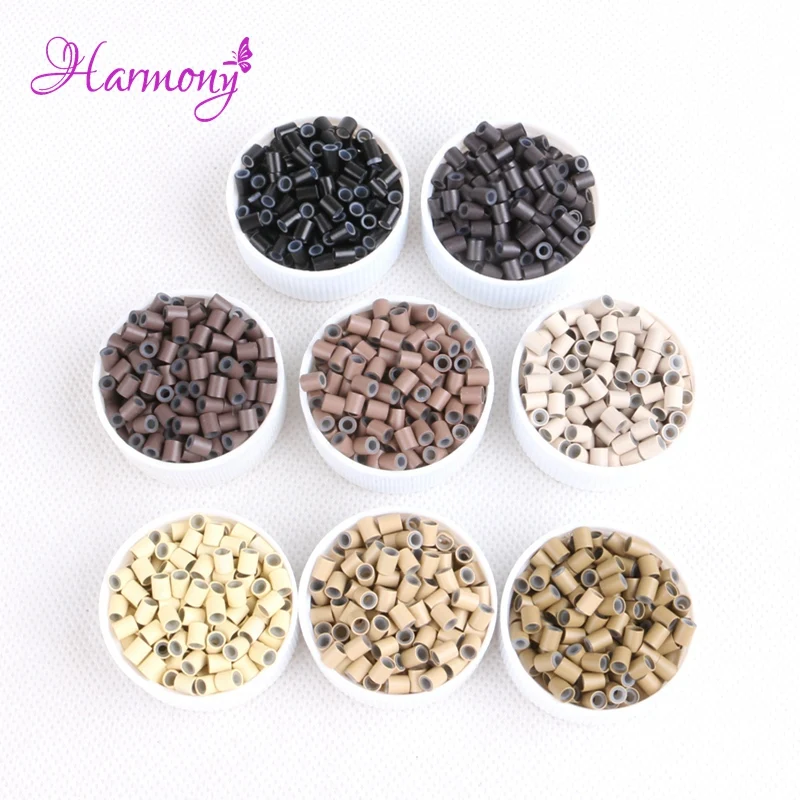 Extensões de Cabelo de Cobre Tubo de 8 Harmonia Cabelo Micro Anéis Beads Loop For i Ponta Silicone Cores Disponíveis Plus1000pcs 3.4*3.0*4mm