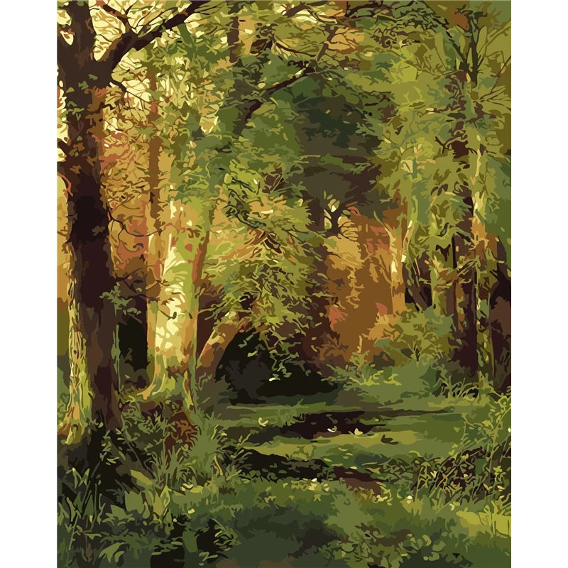 

Frameless Landscape Forest diy oil painting by numbers Kits Drawing Paint On Canvas For Wall Art Picture For living room 40X50CM