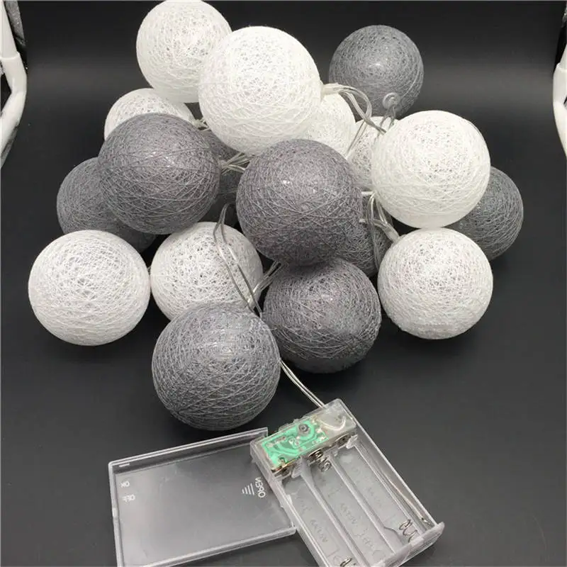 Mising 3.2M 20 LED Grey Cotton Ball String Lights 3*AA Battery LED