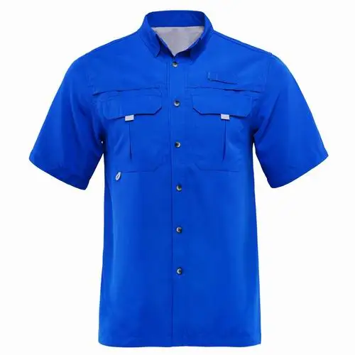 Летняя мужская рубашка для рыбалки, уличная рубашка, одежда для рыбалки, мужские походные рубашки, быстросохнущая UPF40+ УФ футболка, плюс размер США, M-XXL, camisa - Цвет: Blue