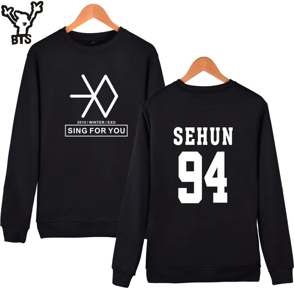 EXO корейские популярные толстовки певицы без капюшона женская зимняя Толстовка в