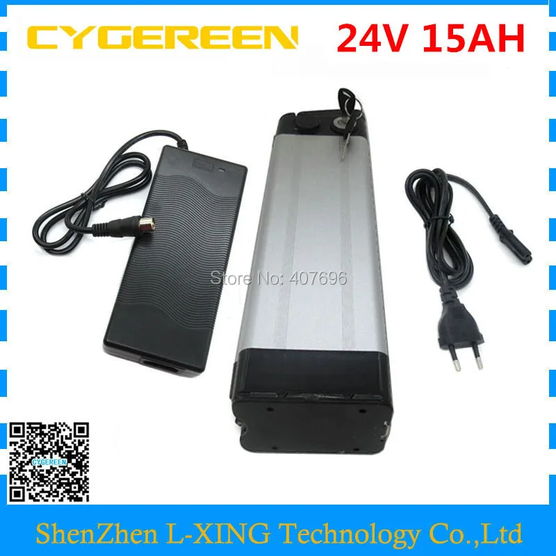 

24V 15ah lithium ion Battery 350W 24 V 15AH silver fish battery pack 15A BMS top Discharge 2600MAH 18650 cell with 2A Charger