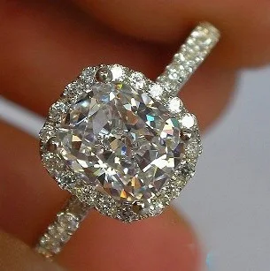 forever brilliant luxury cushion cut 2 carat halo engagement wedding 14 k 585 white gold ring - Real Diamond Wedding Rings forever brilliant luxury cushion cut 2 carat halo engagement wedding 14 k 585 white gold ring - Real Diamond Wedding Rings
