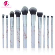 

10 Pcs Marble Makeup Brush START MAKERS Beauty Tools White handle Black Hair Eye Shadow Foundation Powder Blush Brush Set