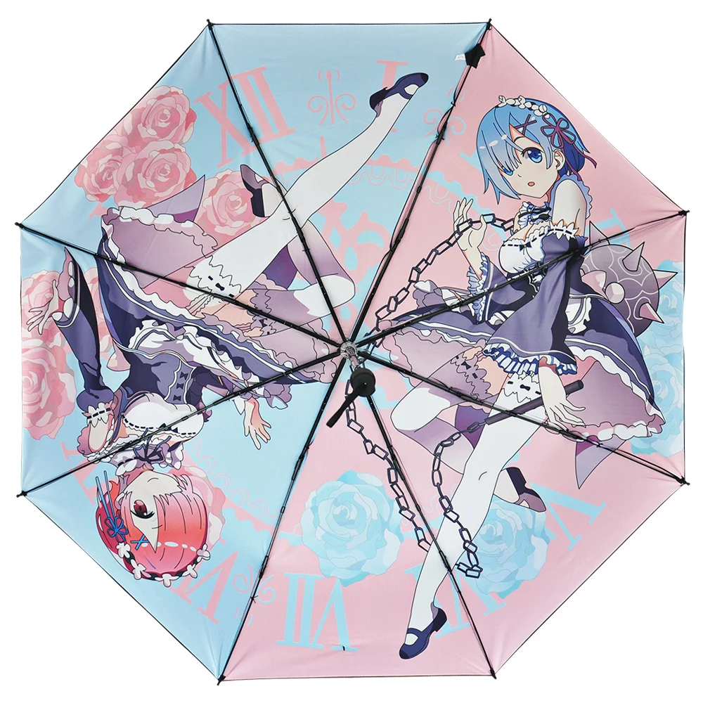 Японское аниме Re Zero Re: жизнь в другом мире от Zero Rem черное покрытие складной зонт от дождя косплей реквизит женские подарки