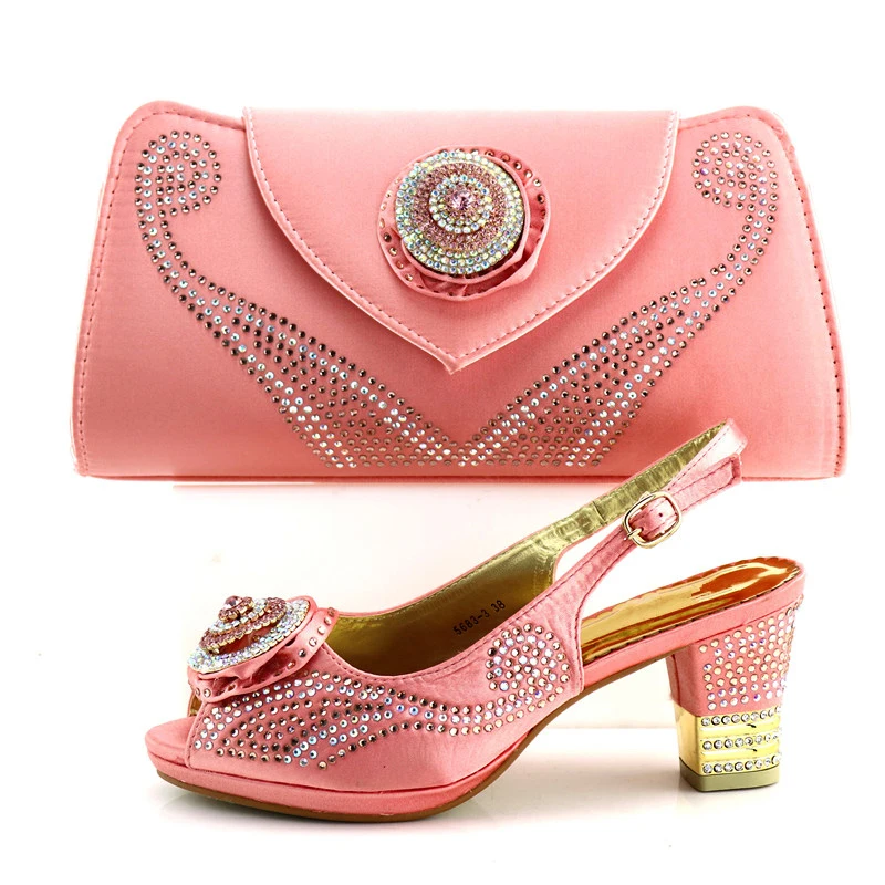 

New Matching Shoes and Bag Set Peach Color African Shoe and Bag Set Italian Design Matching Shoes and Bags for African Parties