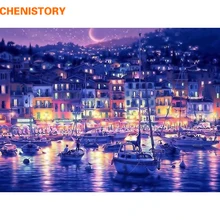 CHENISTORY mavi su şehir gece DIY dijital boyama sayılar tarafından boyama boyama By Numbers kitleri çizim çocuk için benzersiz hediye