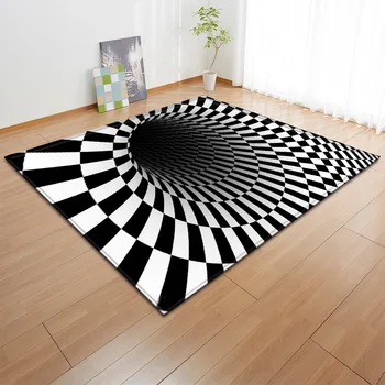 

Black White Geometric Large Carpets For Living Room Non-slip Sofa Tatami Floor Mat Home Area Rugs Bedroom alfombra tapis salon