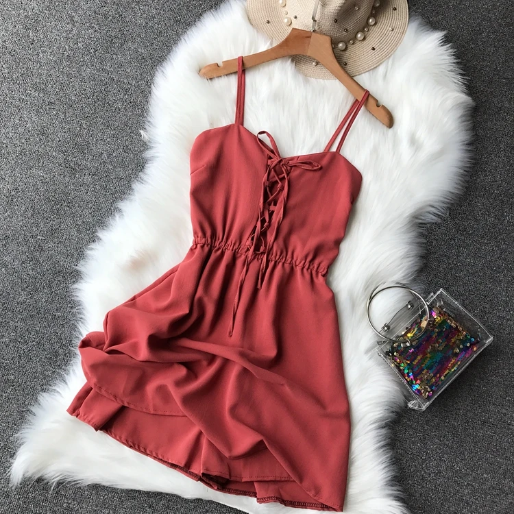 Женский однотонный комбинезон ALPHALMODA на шнуровке с широкими штанинами высокой