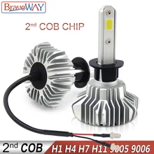 BraveWay 2nd COB LED Light Bulbs for Car Led Headlight Fog Light Led H7 H11 HB3/9005 BH4/9006 H4 H1 LED 10000LM 50W 12V Lamp H1