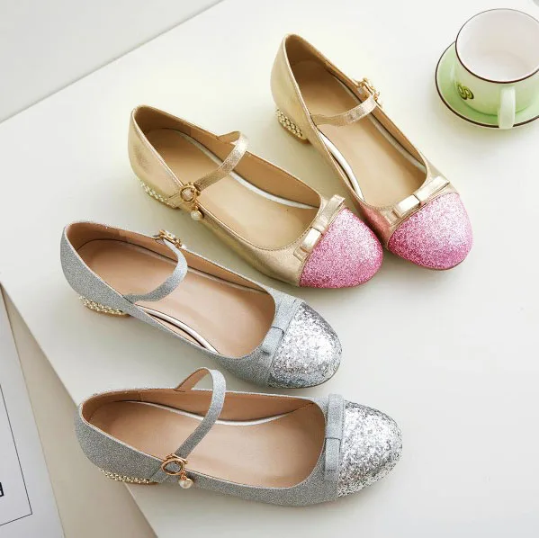 Серебристые туфли-лодочки с блестками; Туфли Mary Jane; серебристая женская обувь на квадратном каблуке с ремешком на щиколотке и круглым носком; вечерние туфли для танцев и свадьбы