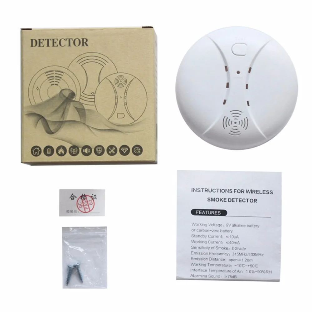 

433MHz Photoelectric Smoke Alarm Detector Home Security Alarm System Fire Protection Battery Powered Dual-sensor Alarm Tester