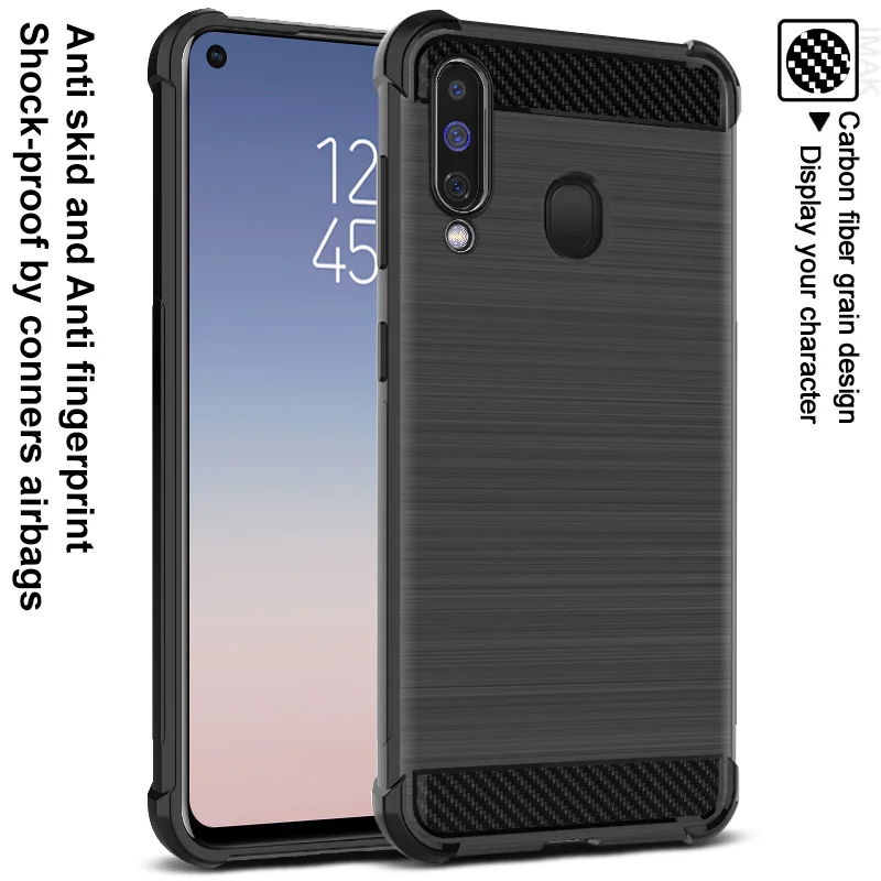 Imak Vega Carbon Fiber Texture Shockproof Airbag Case for Samsung Galaxy A60 TPU Cover Anti Skid Soft Case Imak Vega Carbon Fiber Texture Shockproof Airbag Case for Samsung Galaxy A60 TPU Cover Anti Skid Soft Case
