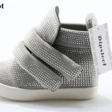 Новые женские роскошные украшенные кристаллами Hook& Loop Повседневная обувь женские туфли на плоской подошве с круглым носком женские ботинки с эффектом увеличения роста Туфли без каблуков