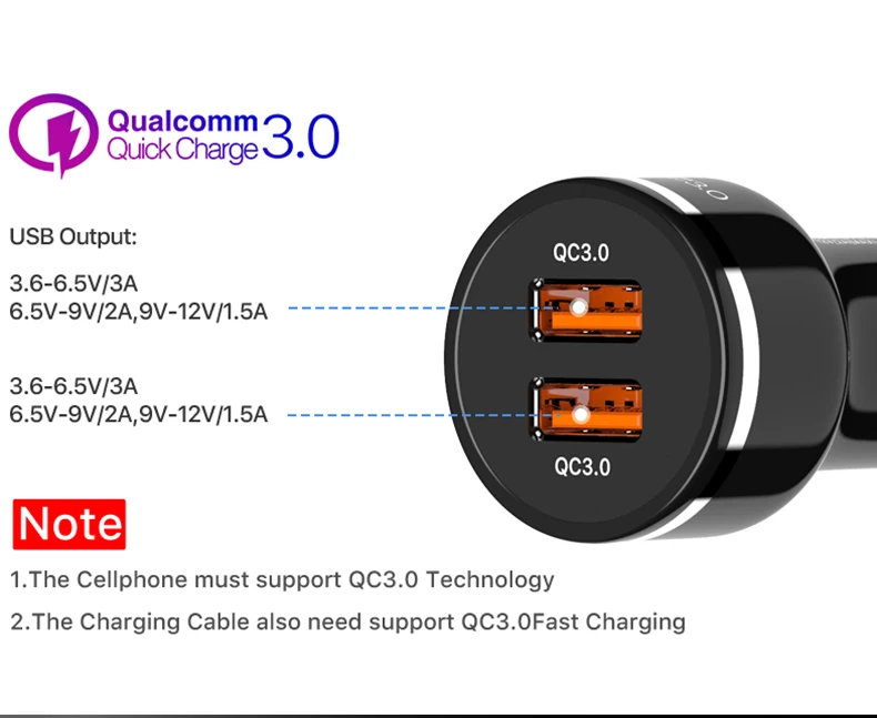 48 Вт двойная Быстрая зарядка 3,0 QC автомобильное USB зарядное устройство быстрое автоматическое зарядное устройство для iPhone X samsung S10 Xiaomi USB ЗУ для мобильного телефона адаптер