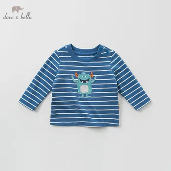 

DBM10107-1 dave bella spring baby striped T-shirt children long sleeve t-shirt infant toddler high quality tops kids lovely tees