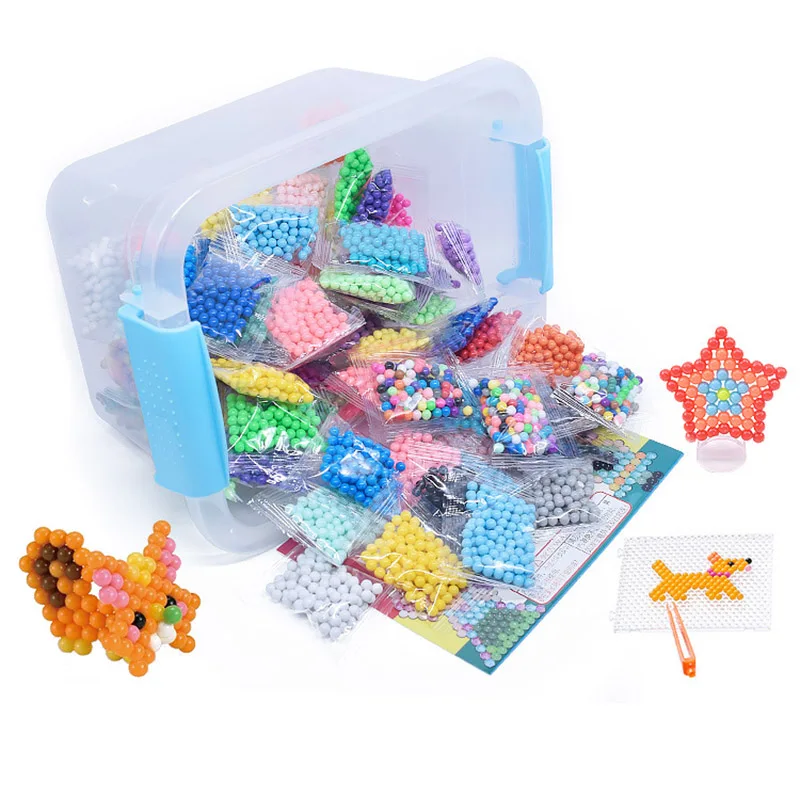 

34 Colors 6800pcs Aquabeads Set Water Spray Magic Beads Kit Ball Puzzle Game Fun DIY Handmaking 3D Puzzle Educational Toys B111